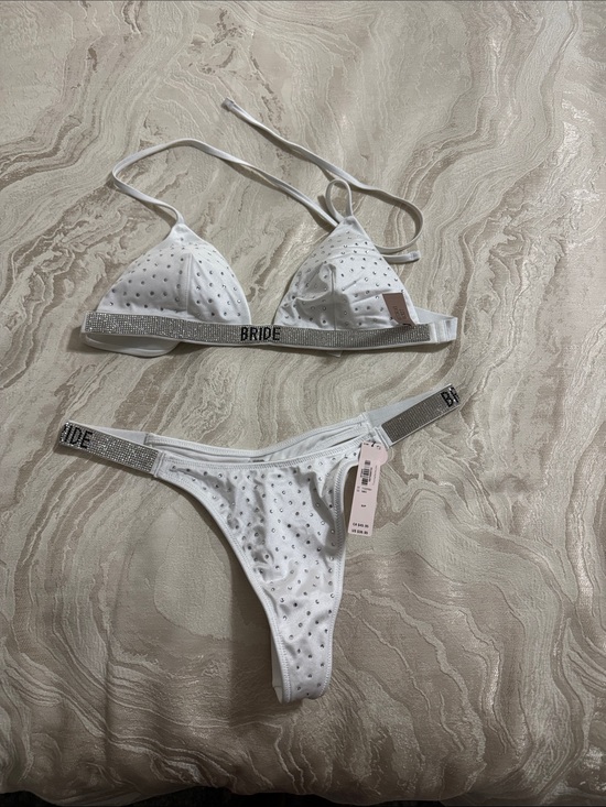 Victoria's Secret Other - Victoria's Secret White 'Bride' Rhinestone Triangle Bikini Set